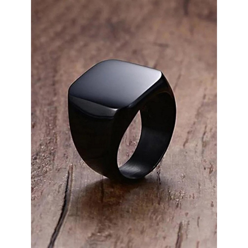 UNIVERSITY TRENDZ Men Black 18k Stainless Steel Finger Ring