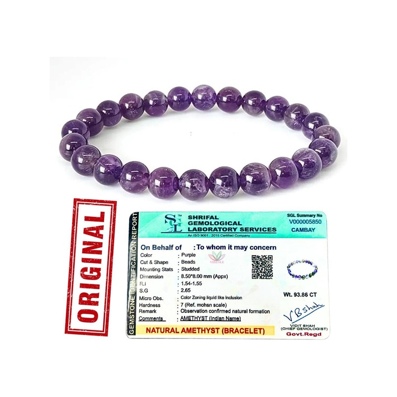 VIBESLE Unisex Amethyst Elasticated Bracelet