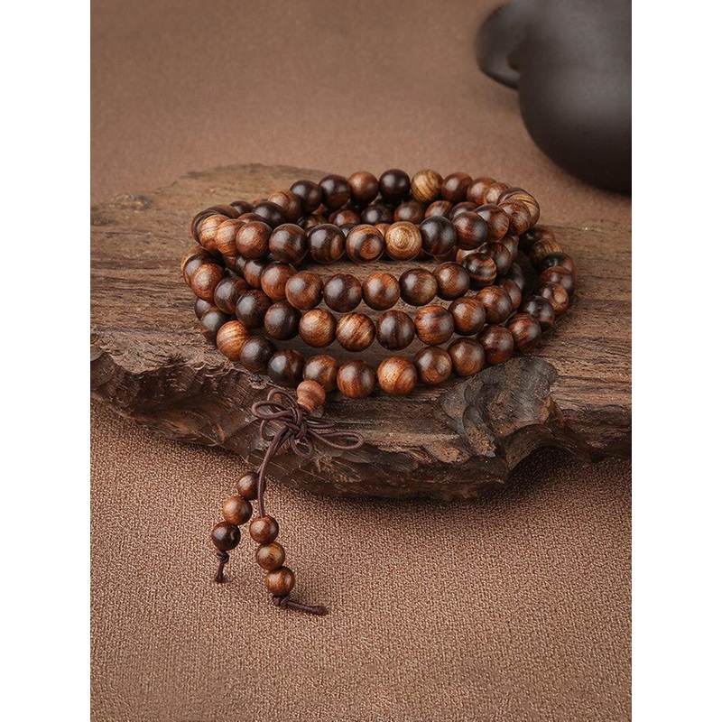 Yellow Chimes Men Brown Meditation Bracelet Of 108 Beads