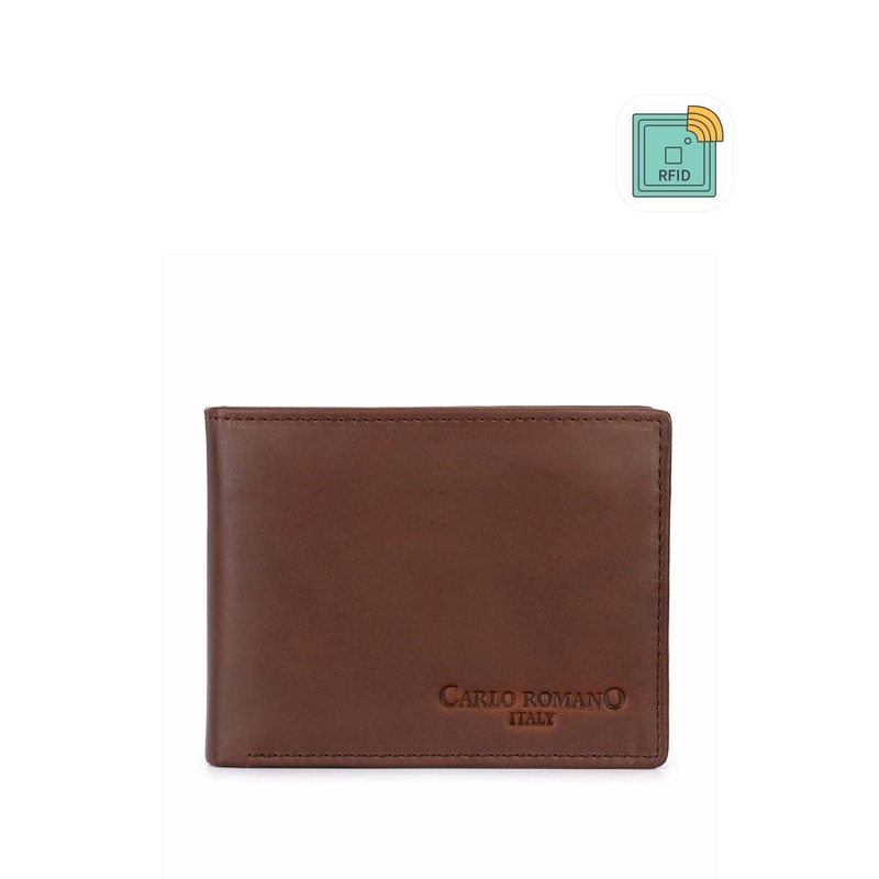 CARLO ROMANO Men Leather RFID Two Fold Wallet