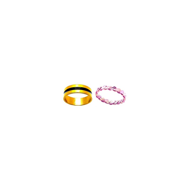 Dynamic Retail Global Set of 2 Rings for Men & Women, Yellow-Purple Alloy Ring ()