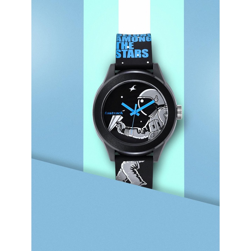 Fastrack Unisex Black Tees Space Analogue Watch 38003PP26