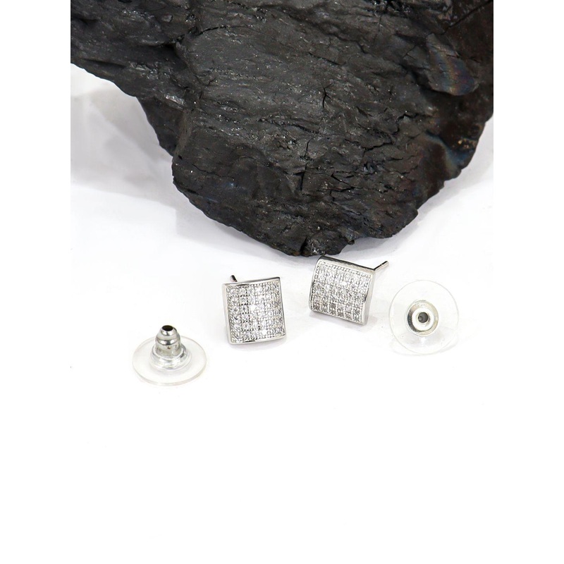 Krelin Gold Plated Square Shape Stainless Steel Cubic Zirconia Studs