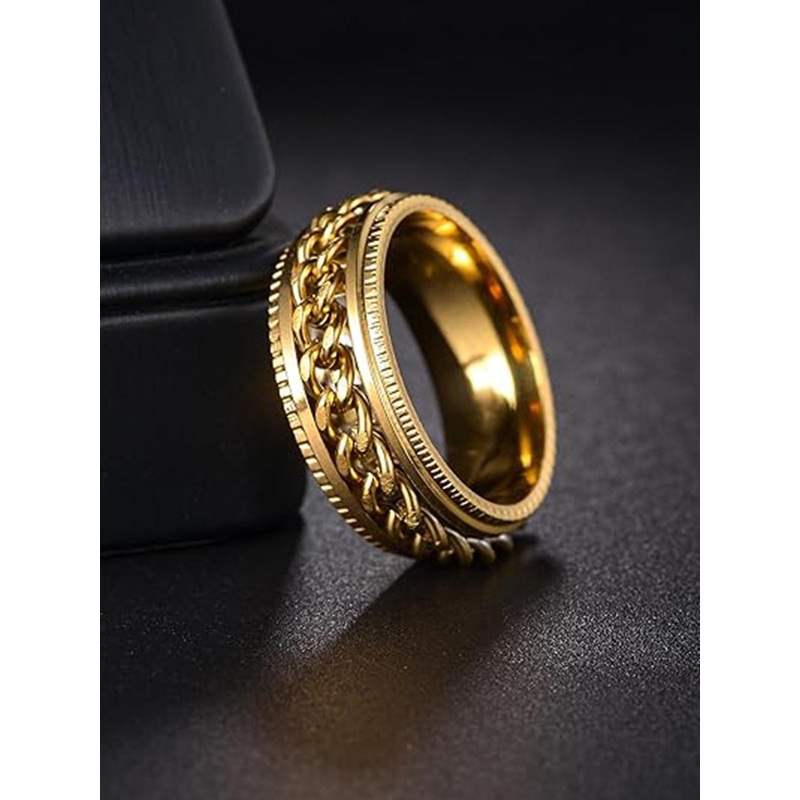 MEENAZ Men Gold-Plated Chain Band Ring