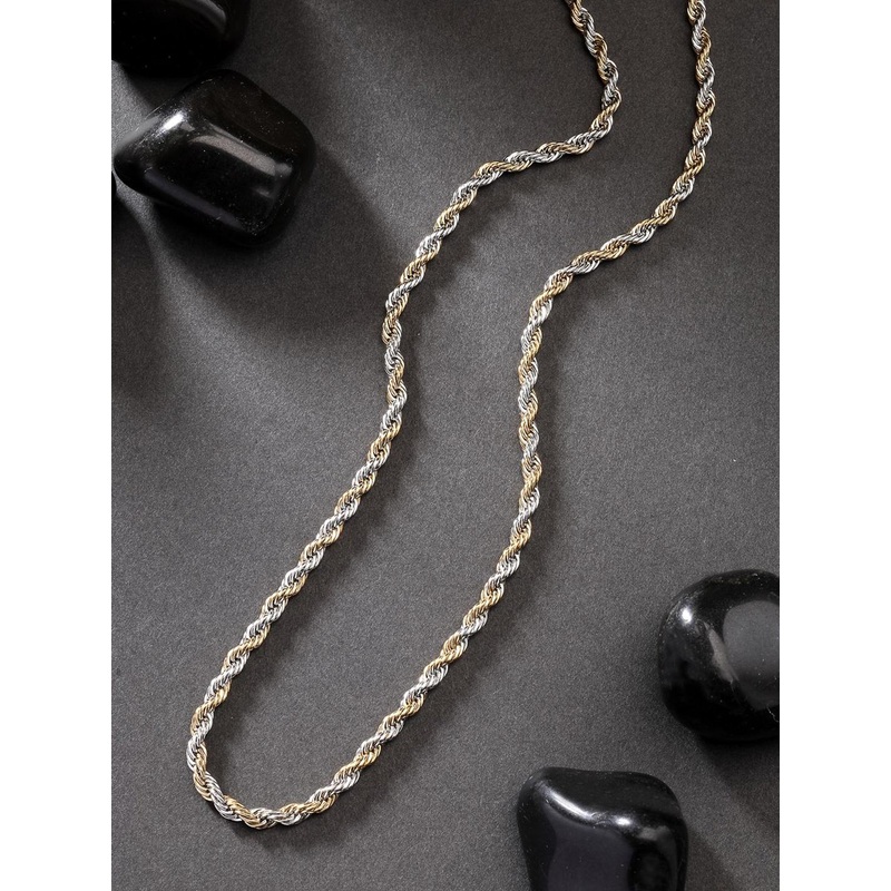 NVR Men Rhodium-Plated Stainless Steel Chain
