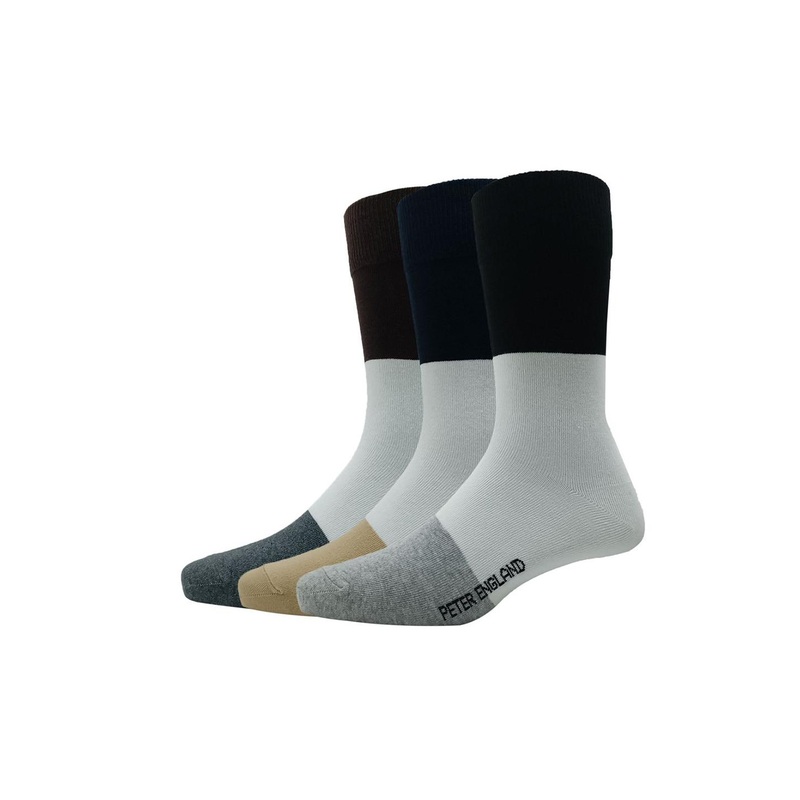 Peter England Men Pack Of 3 Colourblocked Cotton Full Length Socks