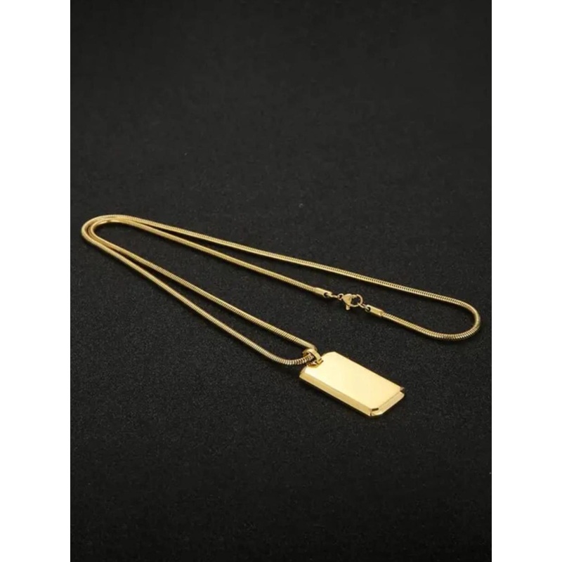 SALTY Men Stainless Steel Square Pendants with Chains