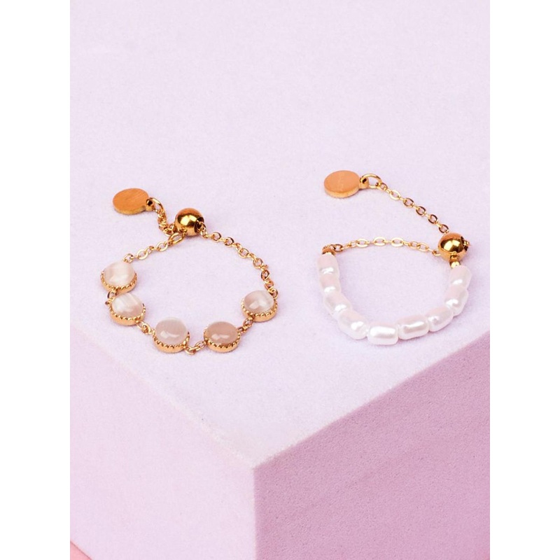 SALTY Set Of 2 Opalescent & Pearlescent Finger Rings