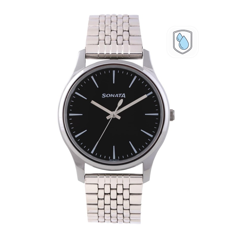 Sonata Essentials Men Black Analogue watch 77082SM01