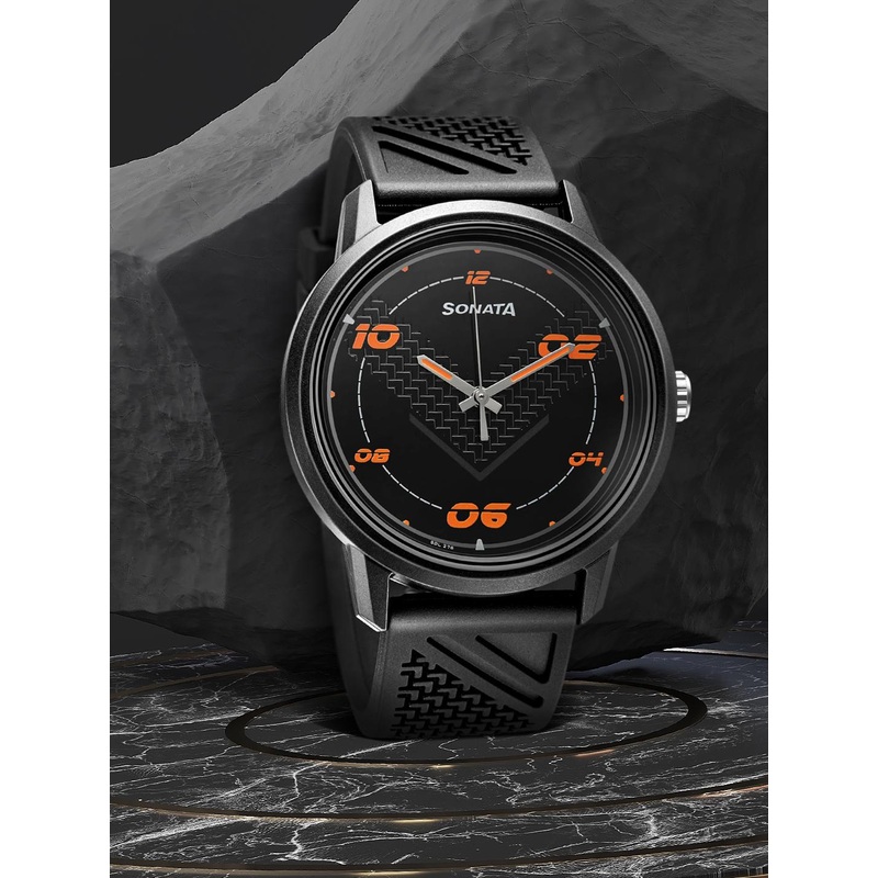 Sonata Men Black Analogue Watch 77085PP12W