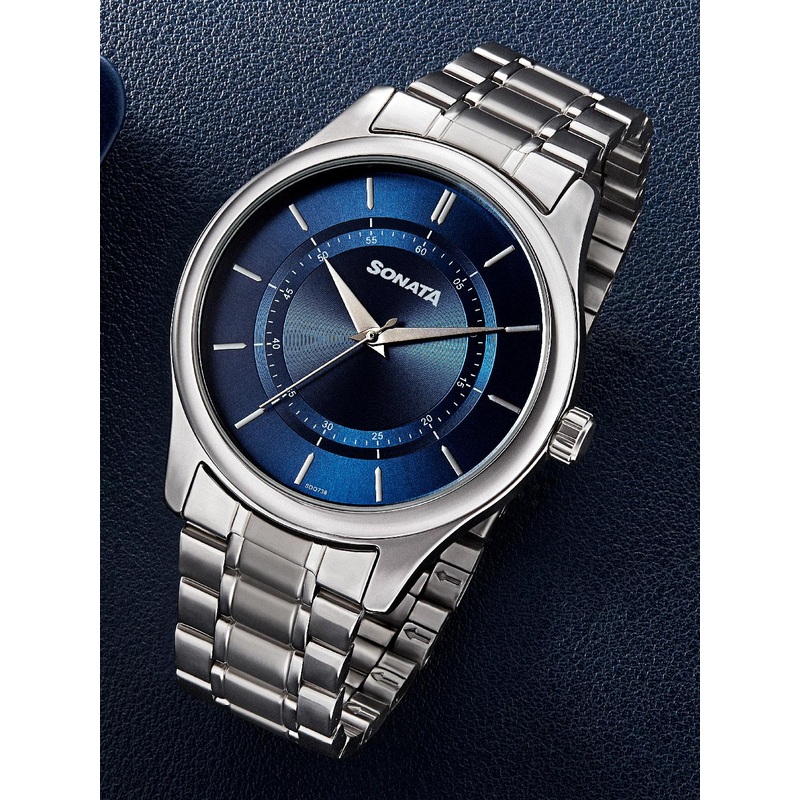 Sonata Men Dial & Stainless Steel Bracelet Style Straps Analogue Watch 77149SM01