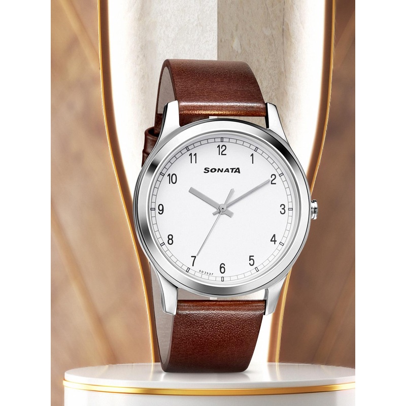 Sonata Men White Analogue Watch 7135SL03