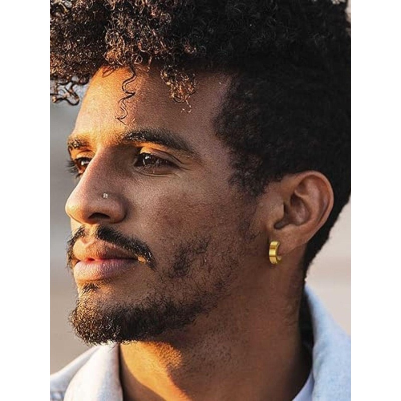 The Roadster Lifestyle Co. Men Stainless Steel Clip-on Press Circular Hoop Earrings