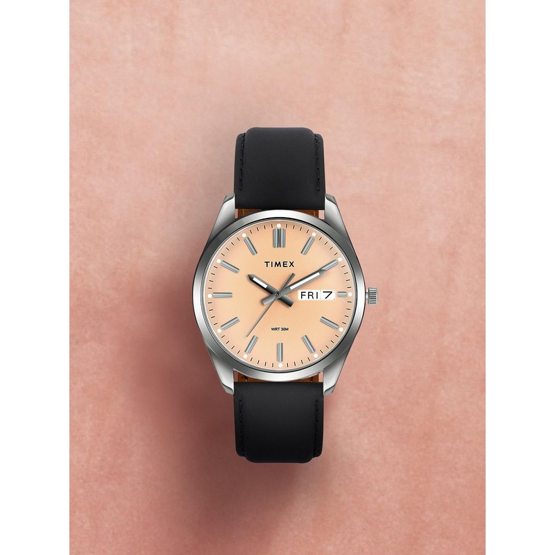 Timex Men Brass Dial & Leather Straps Analogue Watch- TWTG10417