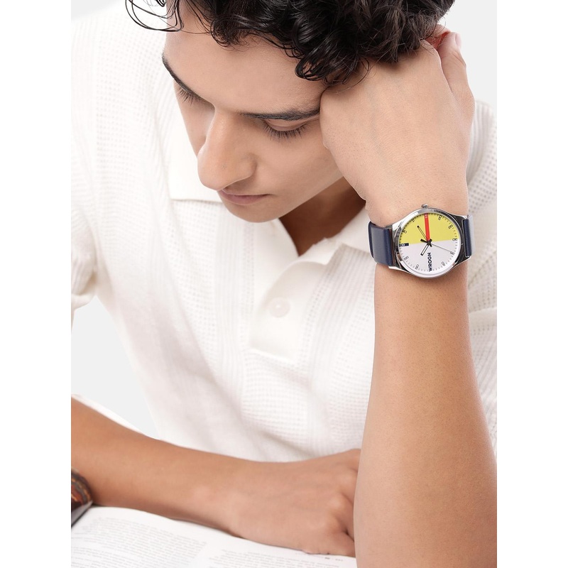 WROGN Men Brass Dial & Leather Straps Watch