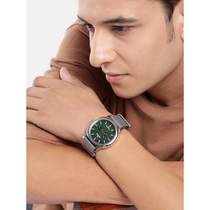 WROGN Men Brass Dial & Textured Straps Analogue Multi Function Watch