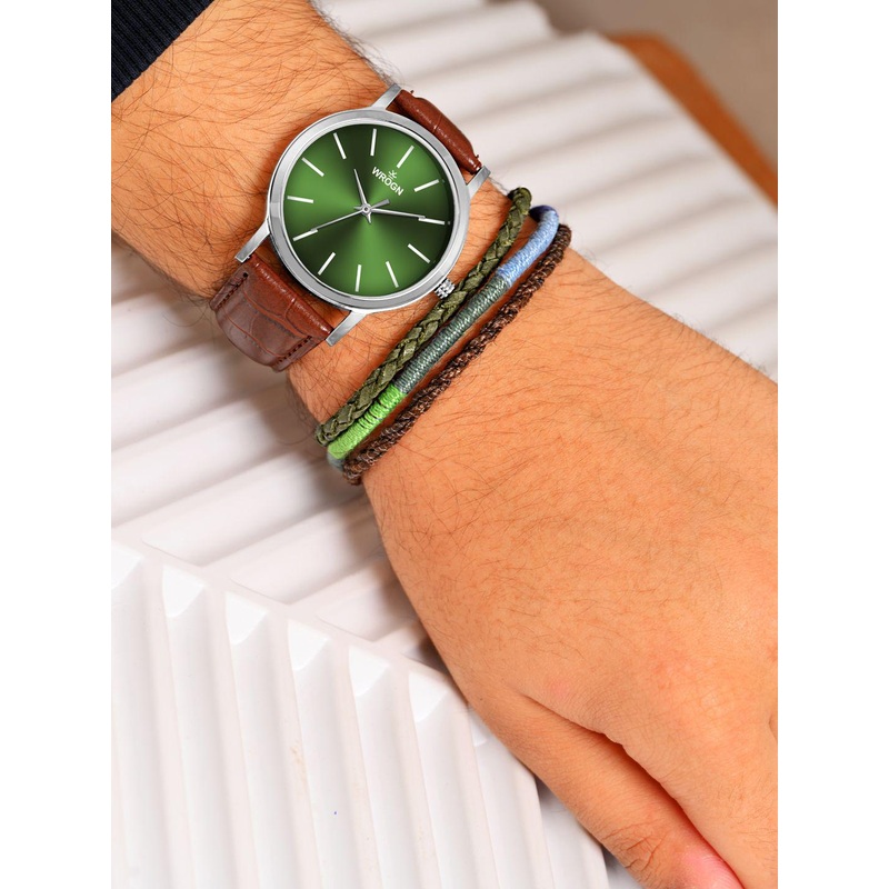 WROGN Men Dial & Leather Straps Analogue Watch WRNWJ25 Set-20