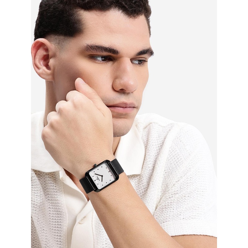 WROGN Men Dial & Stainless Steel Straps Analogue Watch HOBWRG0496-BKWH