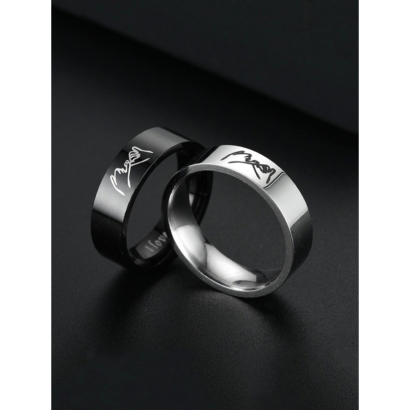 Yellow Chimes Set Of 2 Rhodium-Plated Couple Finger Rings