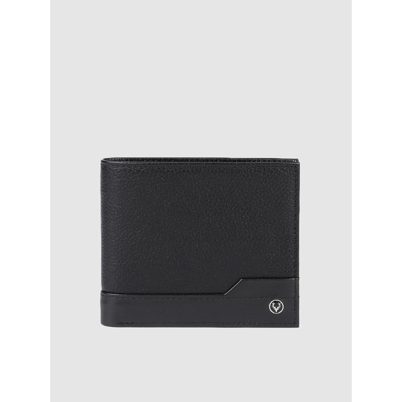 Allen Solly Men Black Solid Two Fold Leather Wallet