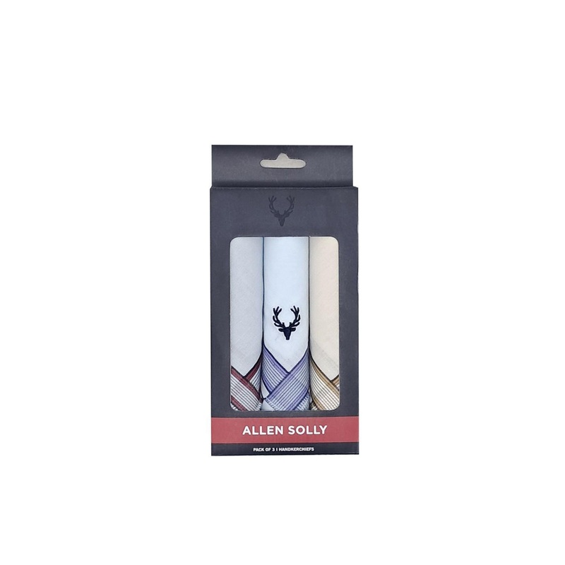 Allen Solly Set Of 3 Striped Cotton Handkerchiefs