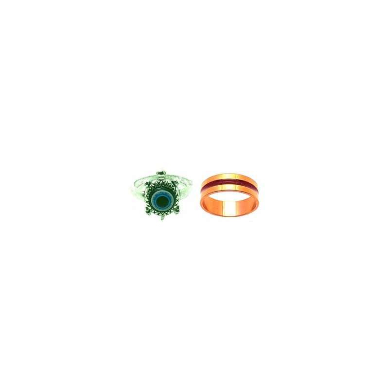 Dynamic Retail Global Set of 2 Rings for Men & Women, Green-Gold Alloy Ring ()