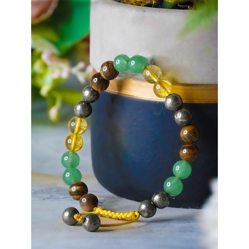 Japam Money Magnet Fusion Tie-Up Band – Pyrite, Tiger Eye Wraparound Bracelet