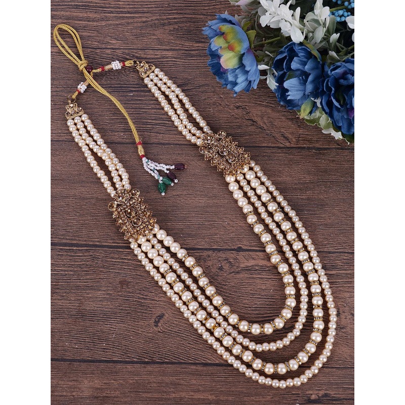 JIYANSHI FASHION Gold-Plated Pearls-Beaded Minimal Necklace