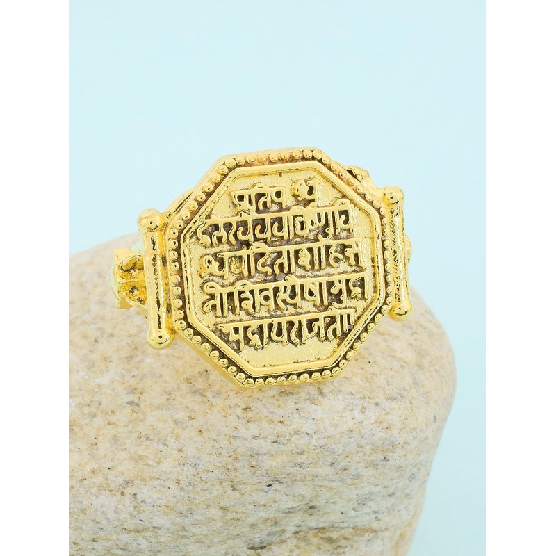 Missmister Gold-Plated Shivaji Maratha Raj Mudra Finger Ring