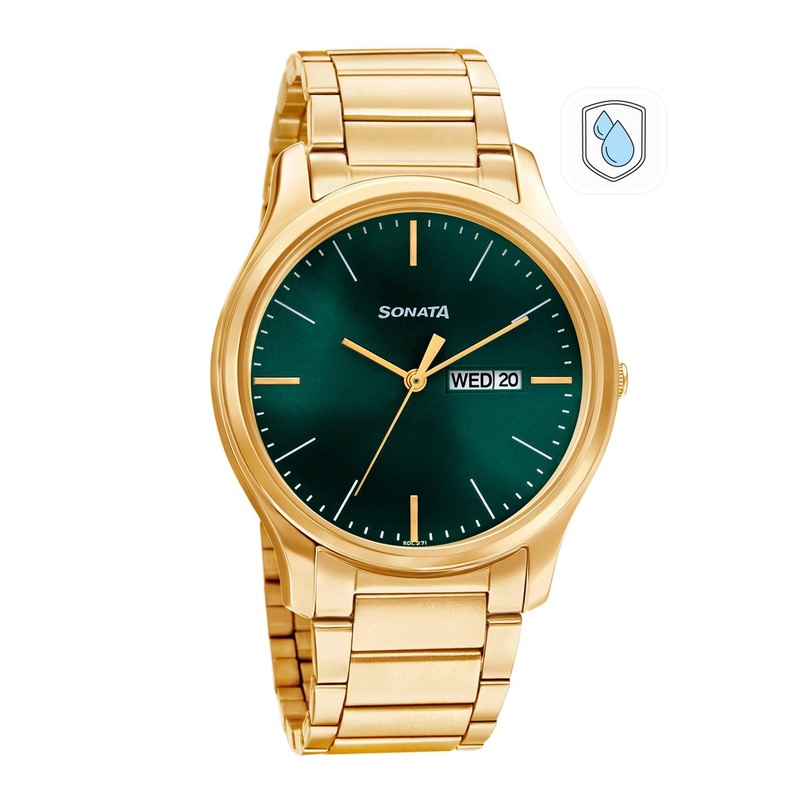 Sonata Men Green Analogue Watch 77082YM05W