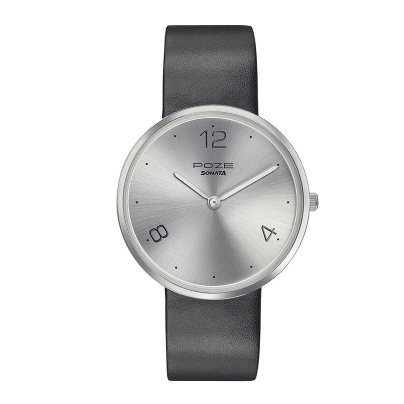 Sonata Poze Men Round Dial & Leather Straps Analogue Watch SP70007SL02