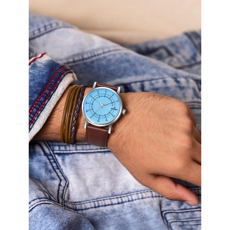 WROGN Men Analogue Watch & Leather Bracelet WRNWJ24 Set-03