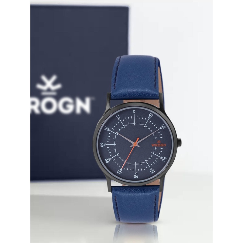 WROGN Men Blue Dial & Leather Straps Trend Savy Analogue Watch WRG00042H
