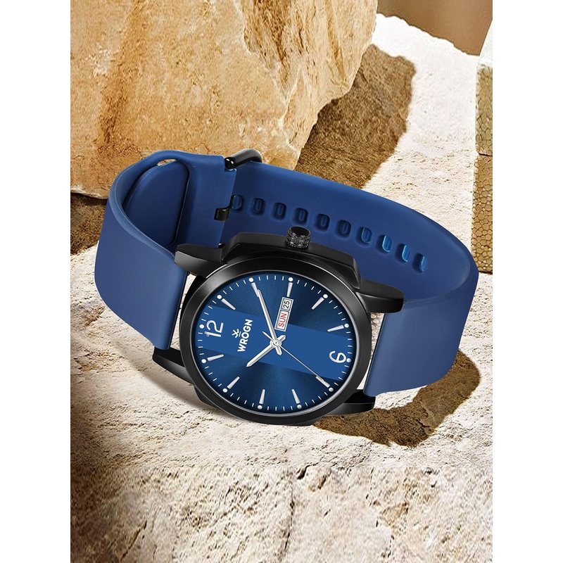 WROGN Men Brass Embellished Dial & Embellished Straps Analogue Watch WR-6604-Blue