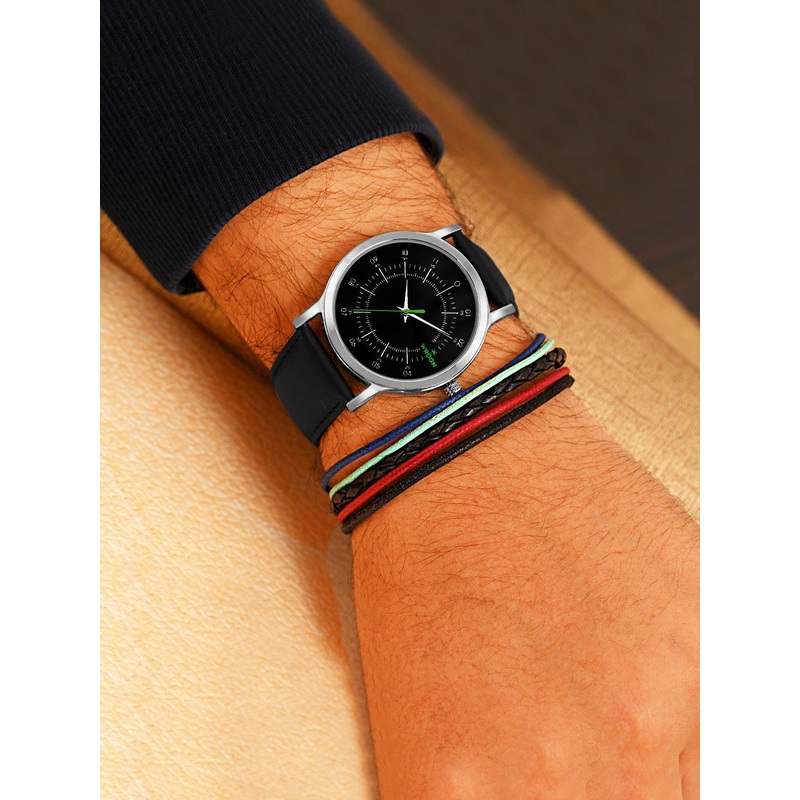 WROGN Men Patterned Dial & Leather Bracelet Style Straps Analogue Watch WRNWJ25 Set-39