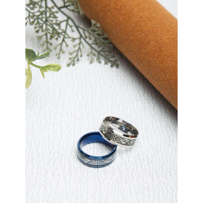 YouBella Men Set Of 2 Textured Finger Rings