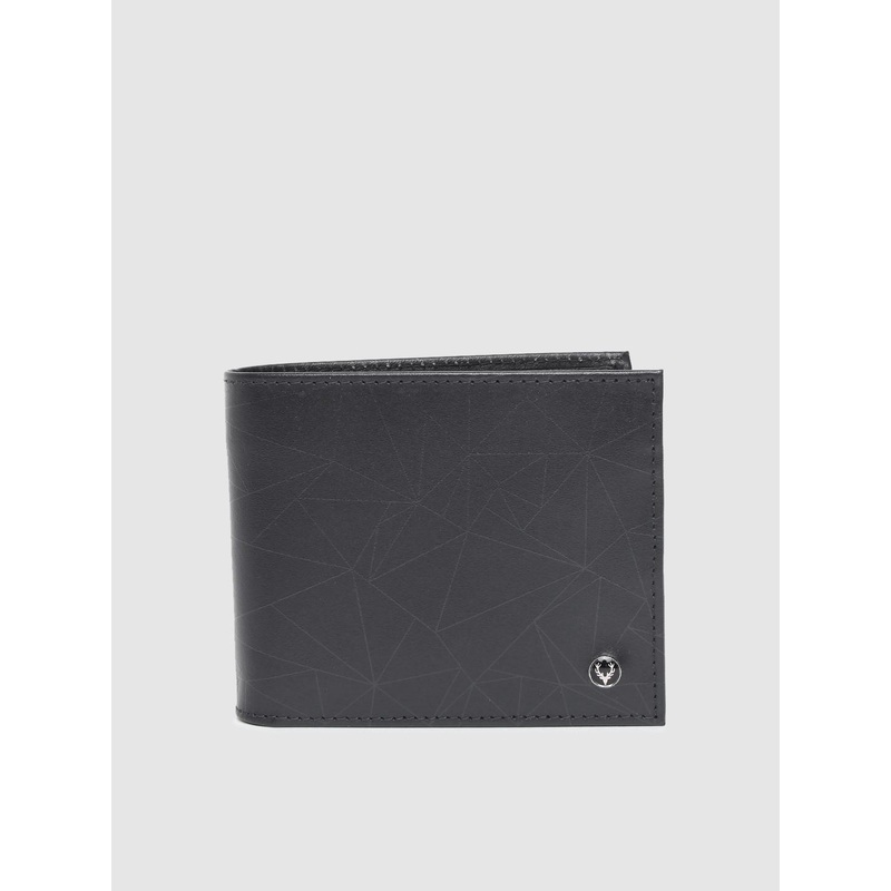 Allen Solly Men Navy Blue Printed Leather Two Fold Wallet