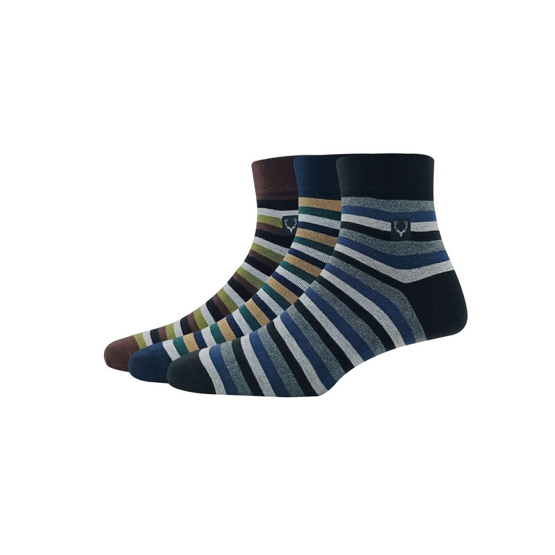 Allen Solly Men Pack Of 3 Striped Ankle Length Cotton Socks