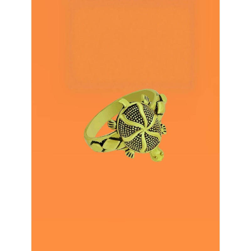 Dynamic Retail Global Tortoise Turtle Kachua Meru Ring for Men Women Boys Girl Vastu Fengshui TZR13 Brass Gold Plated Ring ()