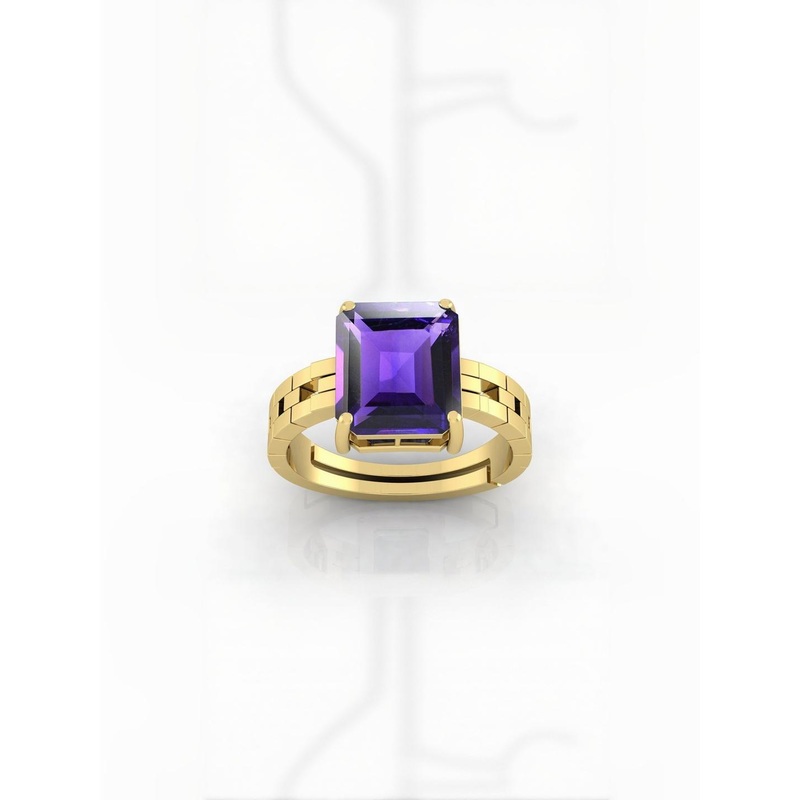 elitemart Men Gold-Plated Alloy Amethyst Finger Ring