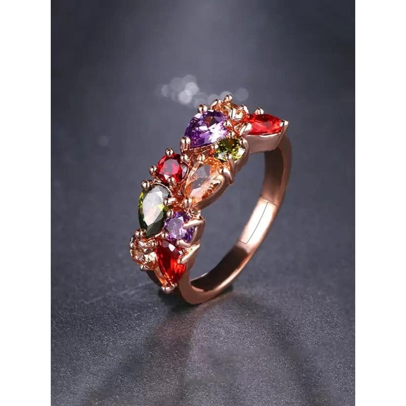 Fashion Frill Rose Gold-Plated & CZ studded Finger Ring