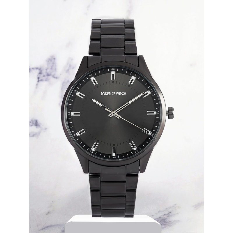 JOKER & WITCH Men Black Dial & Stainless Steel Straps Analogue Watch AMWW472