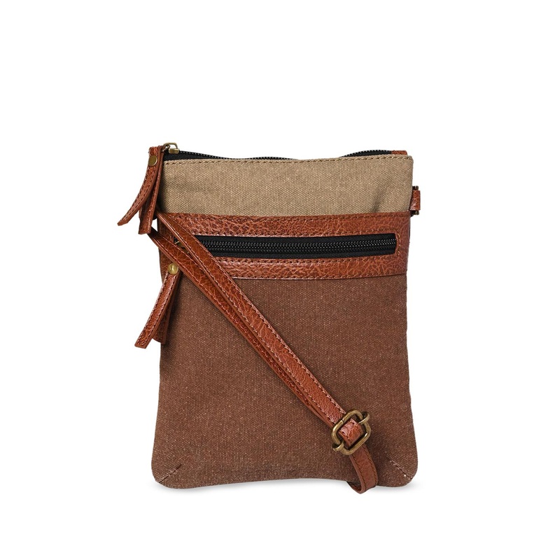 Mona B Colourblocked Structured Canvas Sling Bag