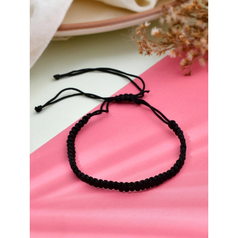 Sanjog Men Black Devine Wraparound Thread Bracelet
