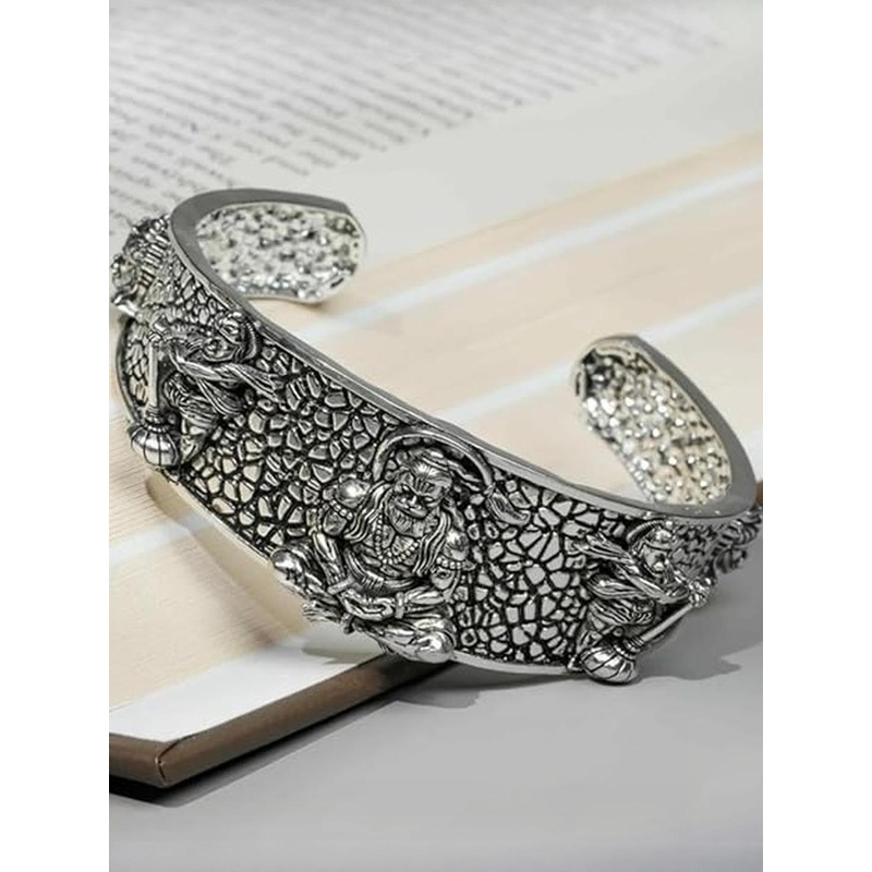 Uniqon 5 Mukhi Hanuman Ji Face Wrist Hand Half Kada Bracelet