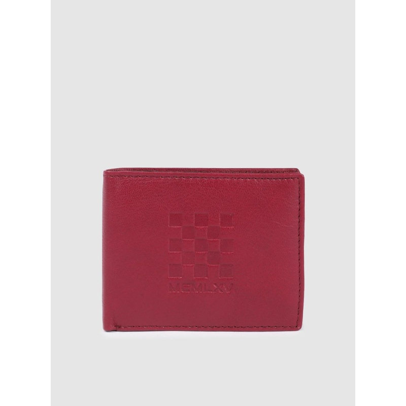 United Colors of Benetton Men Geometric Indentations Leather Two Fold Wallet