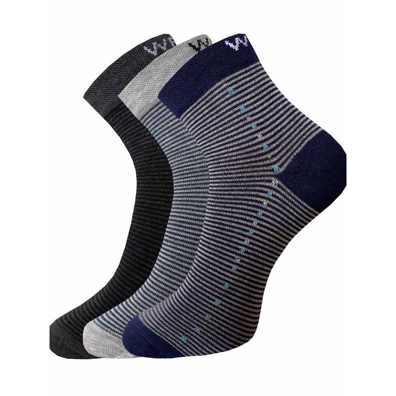 WROGN Men Pack Of 3 Striped Ankle-Length Socks