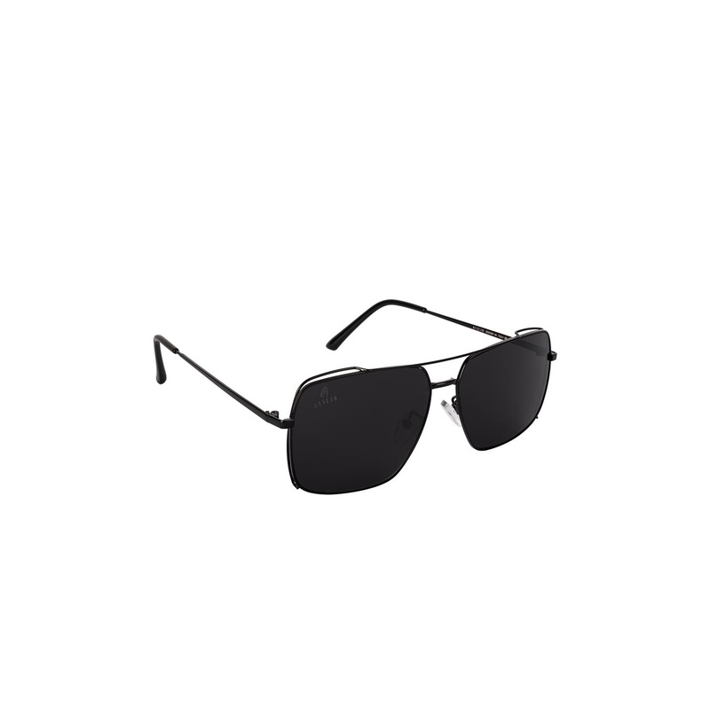 AISLIN Unisex Black UV Protected Rectangular Sunglasses