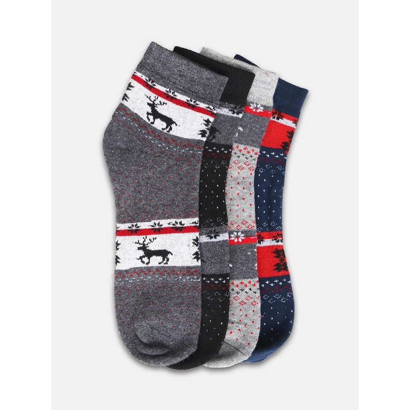 BAESD Men Pack Of 4 Patterned Calf Length Socks