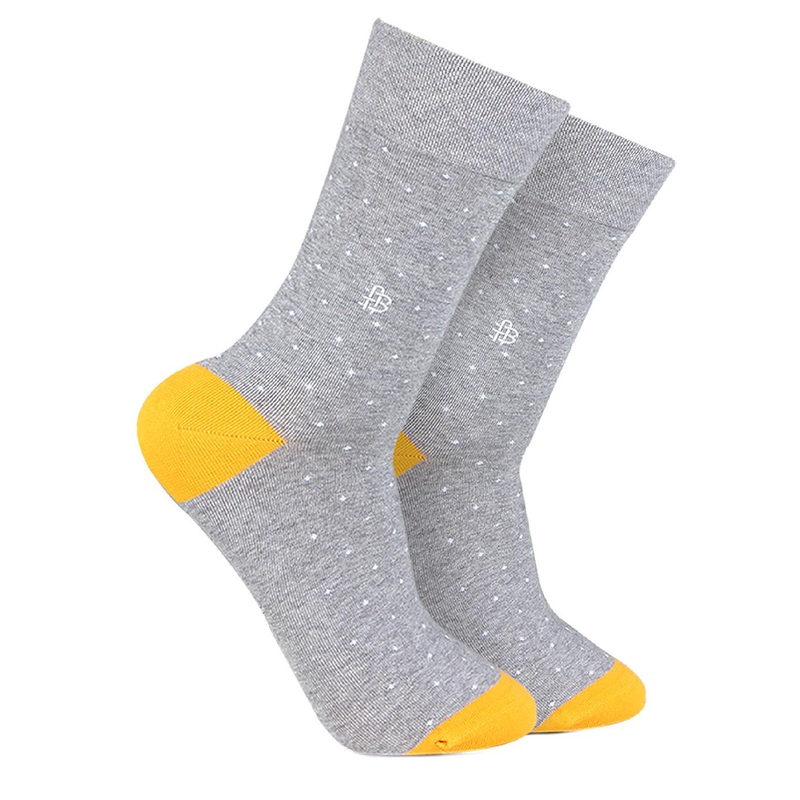 Bonjour Men Grey & Yellow Patterned Calf-Length Socks